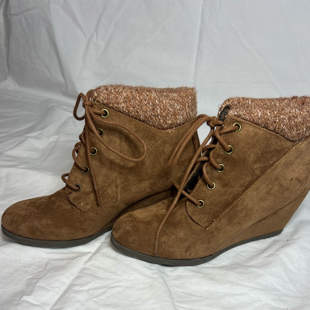 Madden Girl Courrtne ankle booties, a popular wedge-heel style.